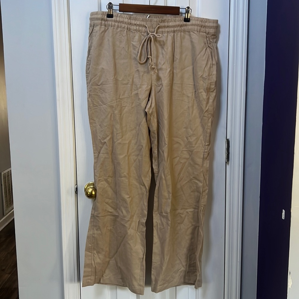Khaki linen pants